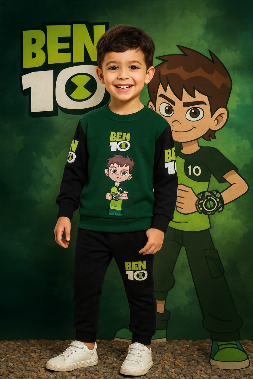 Bebico Kid's Ben 10 Printed Fleece Cotton Track Suite