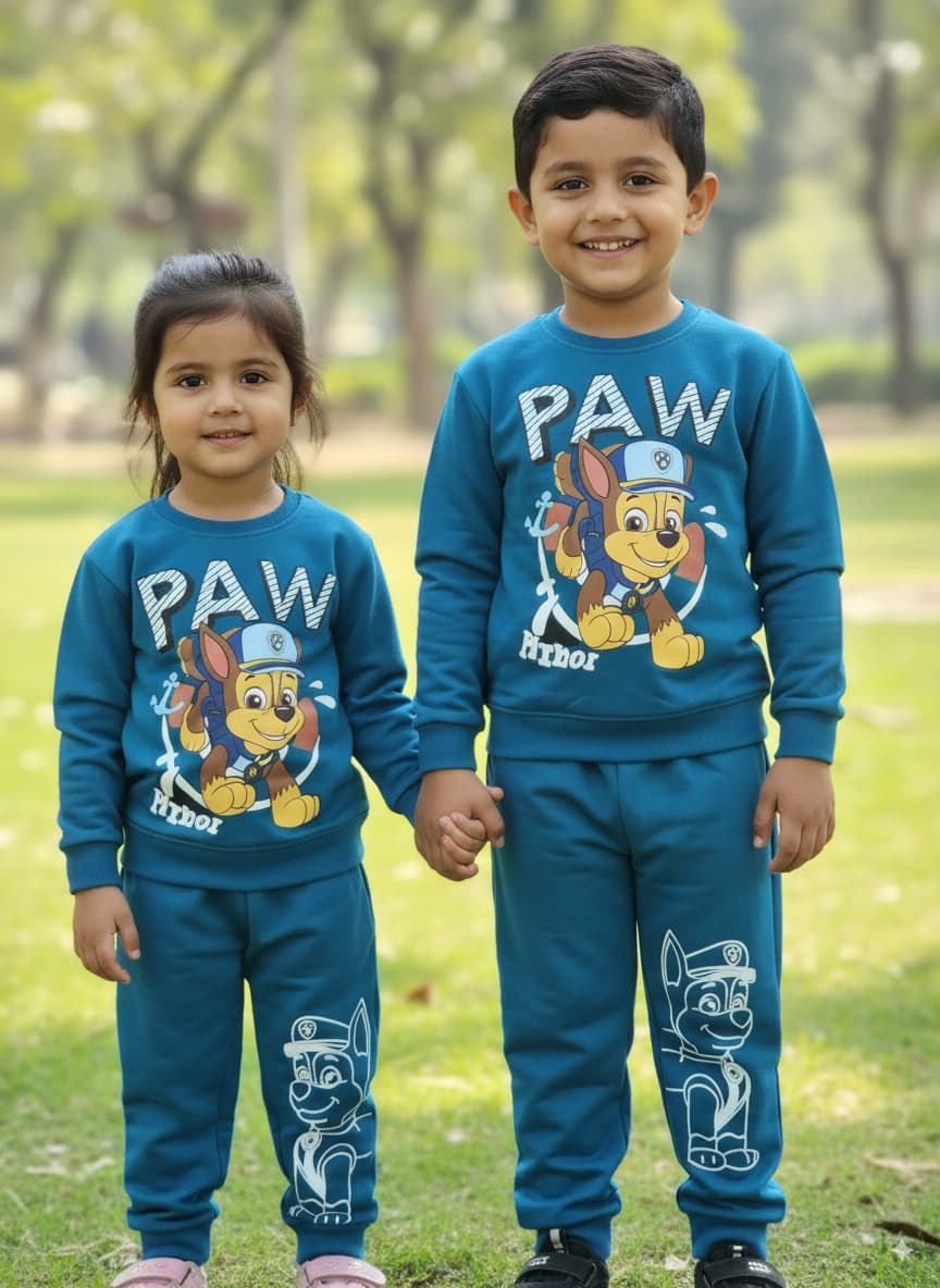 Bebico Kid's Paw Printed Fleece Cotton Track Suite