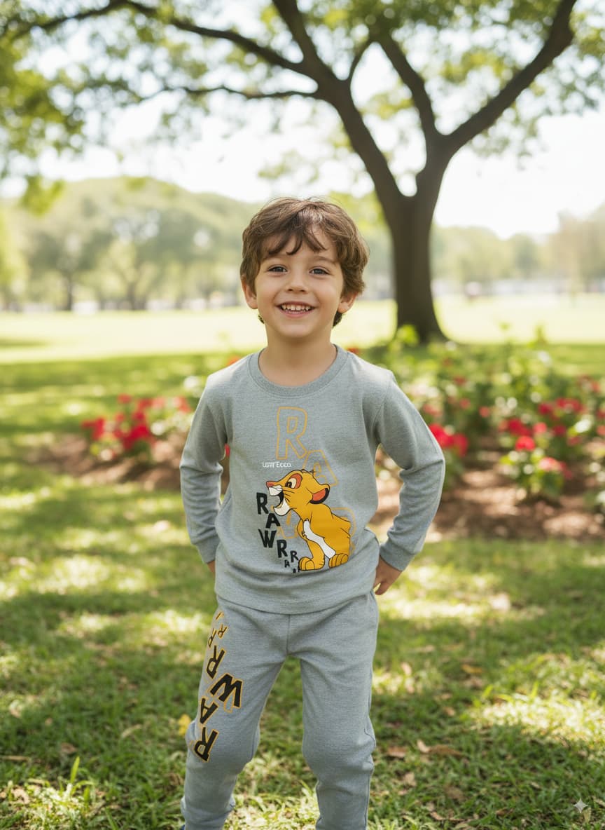 Bebico Kid's Lion King Printed Fleece Cotton Track Suite