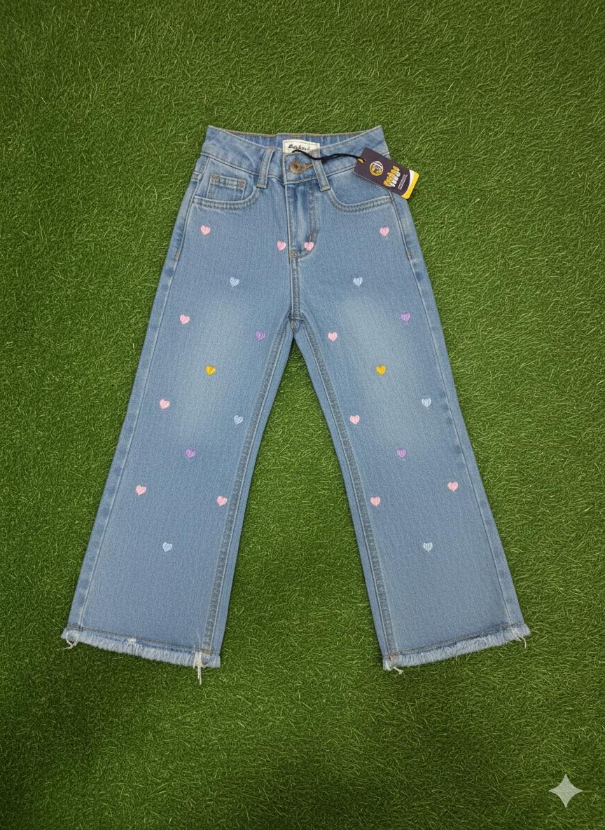 Baby Toss Hearts Girls Jeans Sky Blue