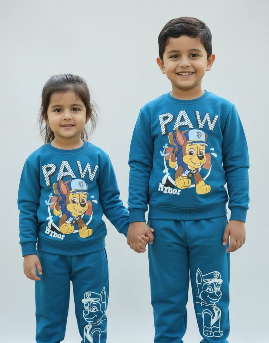 Bebico Kid's Paw Printed Fleece Cotton Track Suite