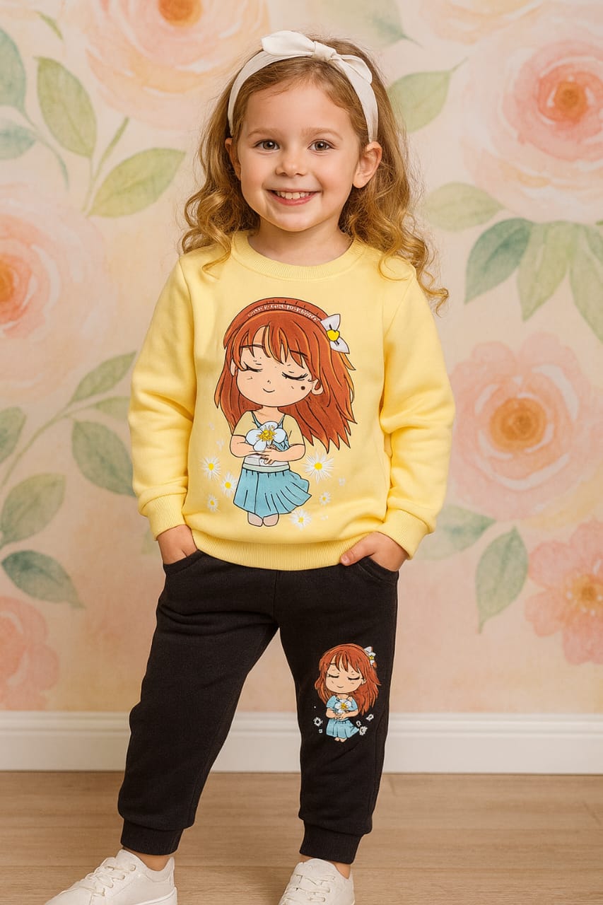 Bebico Kid's yellow Fleece Cotton Track Suite