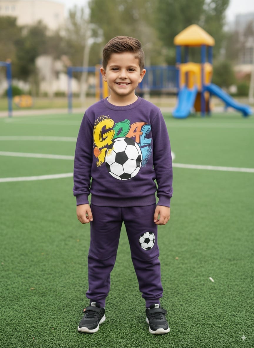 Bebico Kid's Goal Printed Fleece Cotton Track Suite