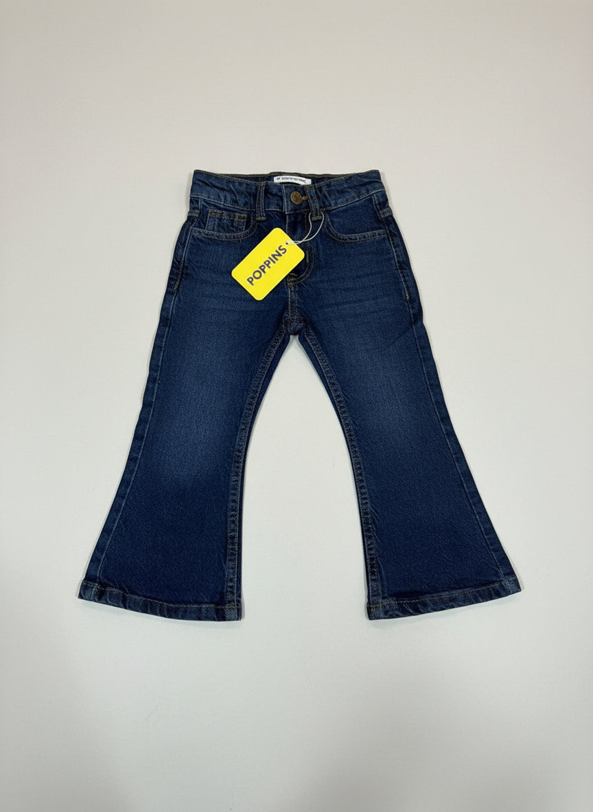 Poppins Girls Denim Bell Bottom Jeans Navy Blue