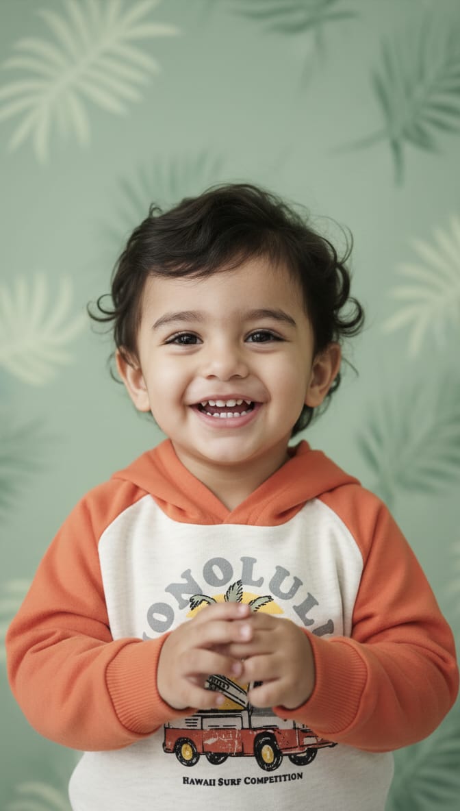 Baby Toss Kid's Honolulu Surf Hoodie – White & Orange