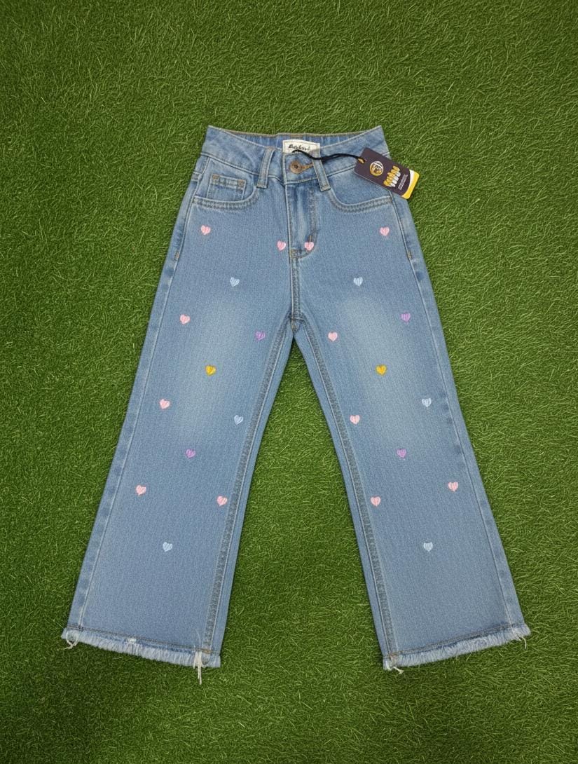 Baby Toss Hearts Girls Jeans Sky Blue