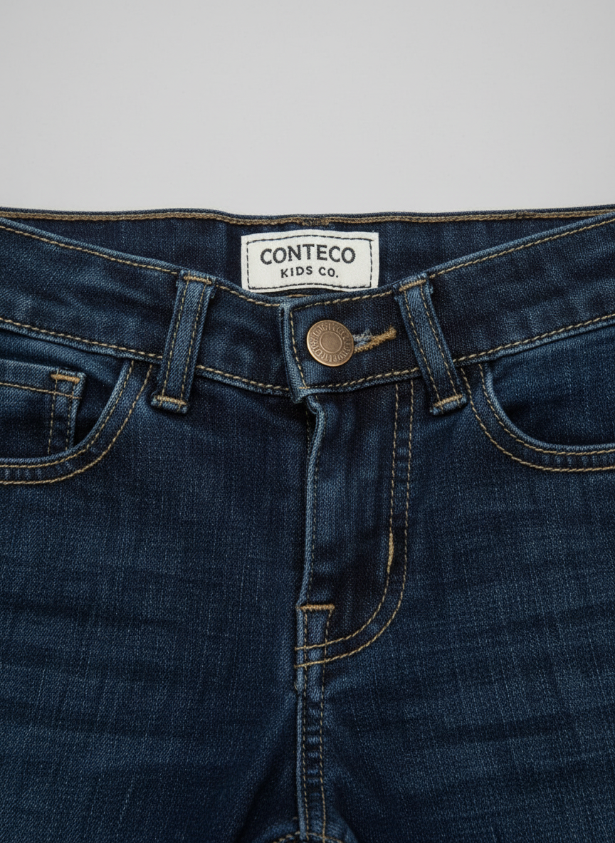 Close-up detail shot of waistband and fly